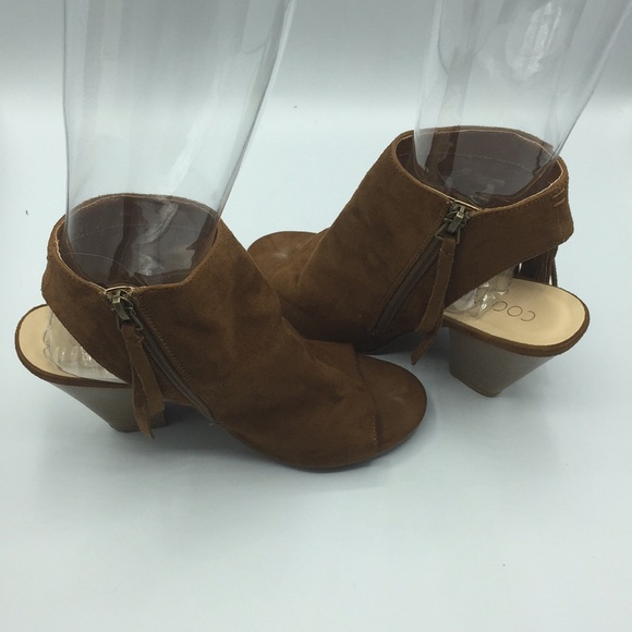 Coconuts by Matisse Tan Open Toe Booties Sz 9.5 - Picture 4 of 8
